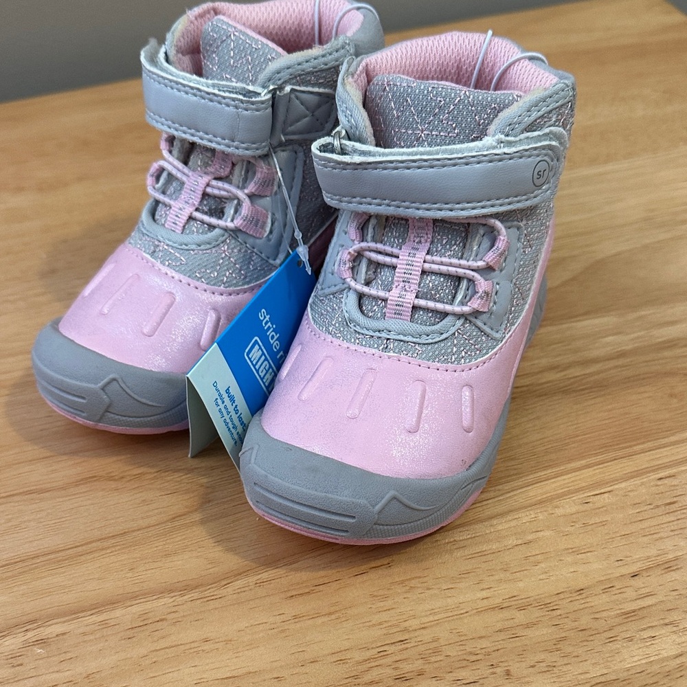 Stride Rite Pink and Gray Kids Boots